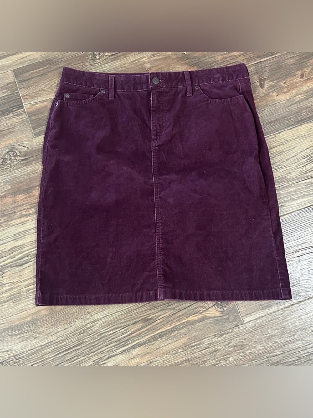 LL Bean dark plum corduroy skirt classic 5 pocket women’s 14 reg